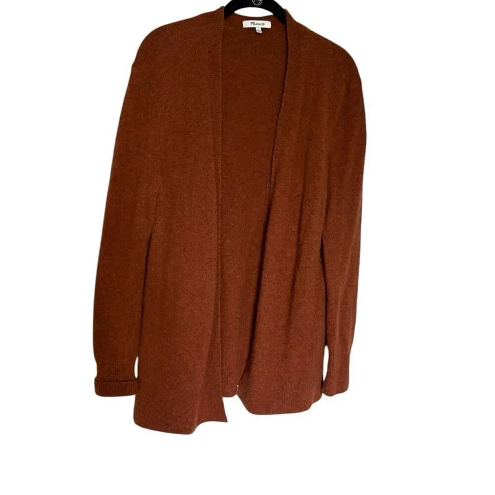 Madewell Open Front Cardigan Alpaca Wool blend Size Small Brown Long Sleeve